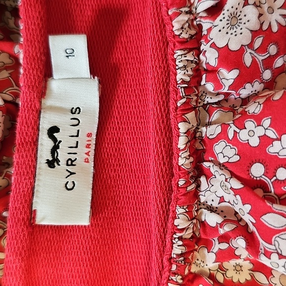 Cyrillus Paris Girls Dress With Liberty Fabric Collar Red/White Size 10 - Picture 5 of 8